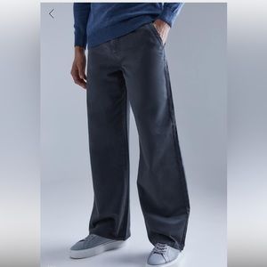 Wide Leg Fit Chino Pants in Charcoal